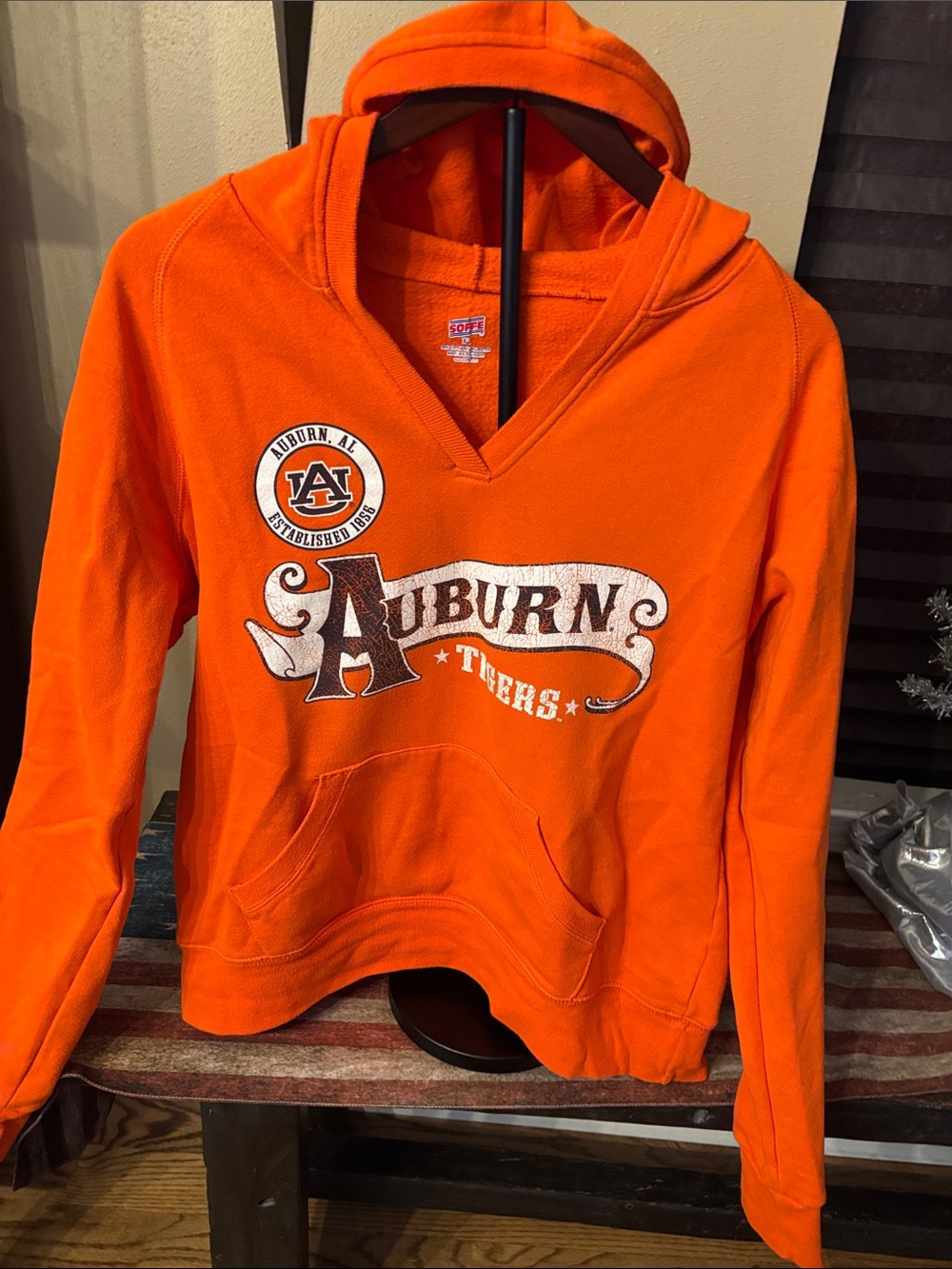 Soffe Orange Auburn Tigers V-Neck Hoodie